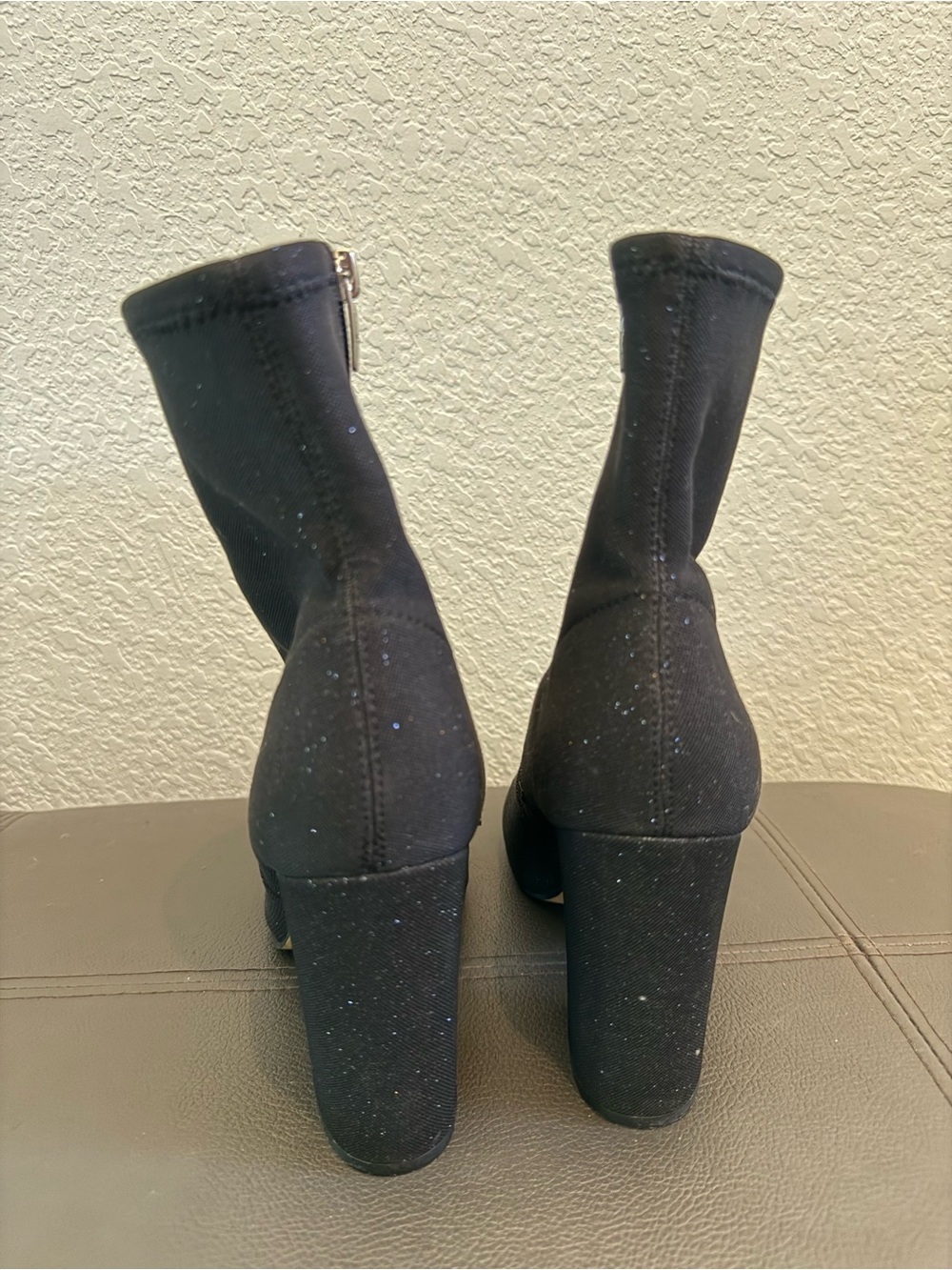 ✨Sparkles✨ Marc Fisher Black Stretch Sock Ankle Boot with Block Heel 8.5 women’s - Picture 4 of 11